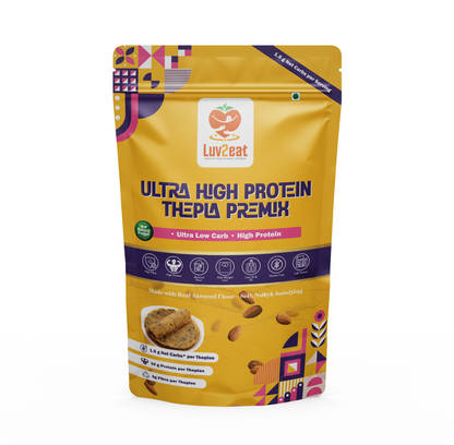 Ultra Low Carb High Protein Thepla Premix | Made with Real Almond Flour | 1.5g Net Carbs | Gluten Free, No Maida | Diabetic-Friendly, Keto-Friendly Almond Methi Atta Mix | 1kg