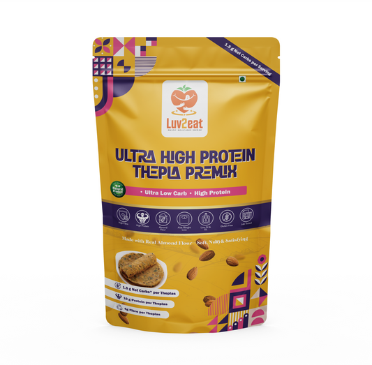Ultra Low Carb High Protein Thepla Premix | Made with Real Almond Flour | 1.5g Net Carbs | Gluten Free, No Maida | Diabetic-Friendly, Keto-Friendly Almond Methi Atta Mix | 1kg