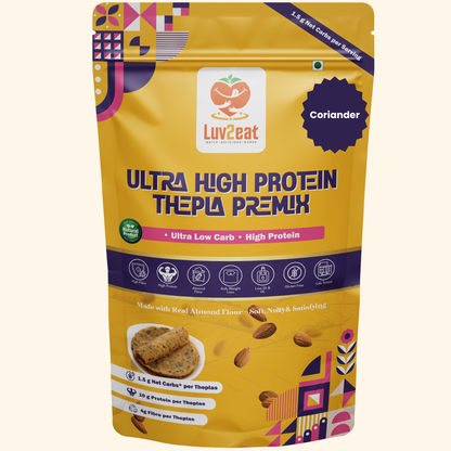 Ultra Low Carb High Protein Thepla Premix | Made with Real Almond Flour | 1.5g Net Carbs | Gluten Free, No Maida | Diabetic-Friendly, Keto-Friendly Almond Methi Atta Mix | 1kg
