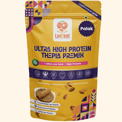 Ultra Low Carb High Protein Thepla Premix | Made with Real Almond Flour | 1.5g Net Carbs | Gluten Free, No Maida | Diabetic-Friendly, Keto-Friendly Almond Methi Atta Mix | 1kg