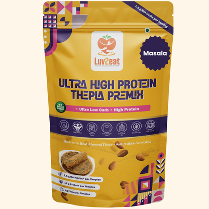 Ultra Low Carb High Protein Thepla Premix | Made with Real Almond Flour | 1.5g Net Carbs | Gluten Free, No Maida | Diabetic-Friendly, Keto-Friendly Almond Methi Atta Mix | 1kg