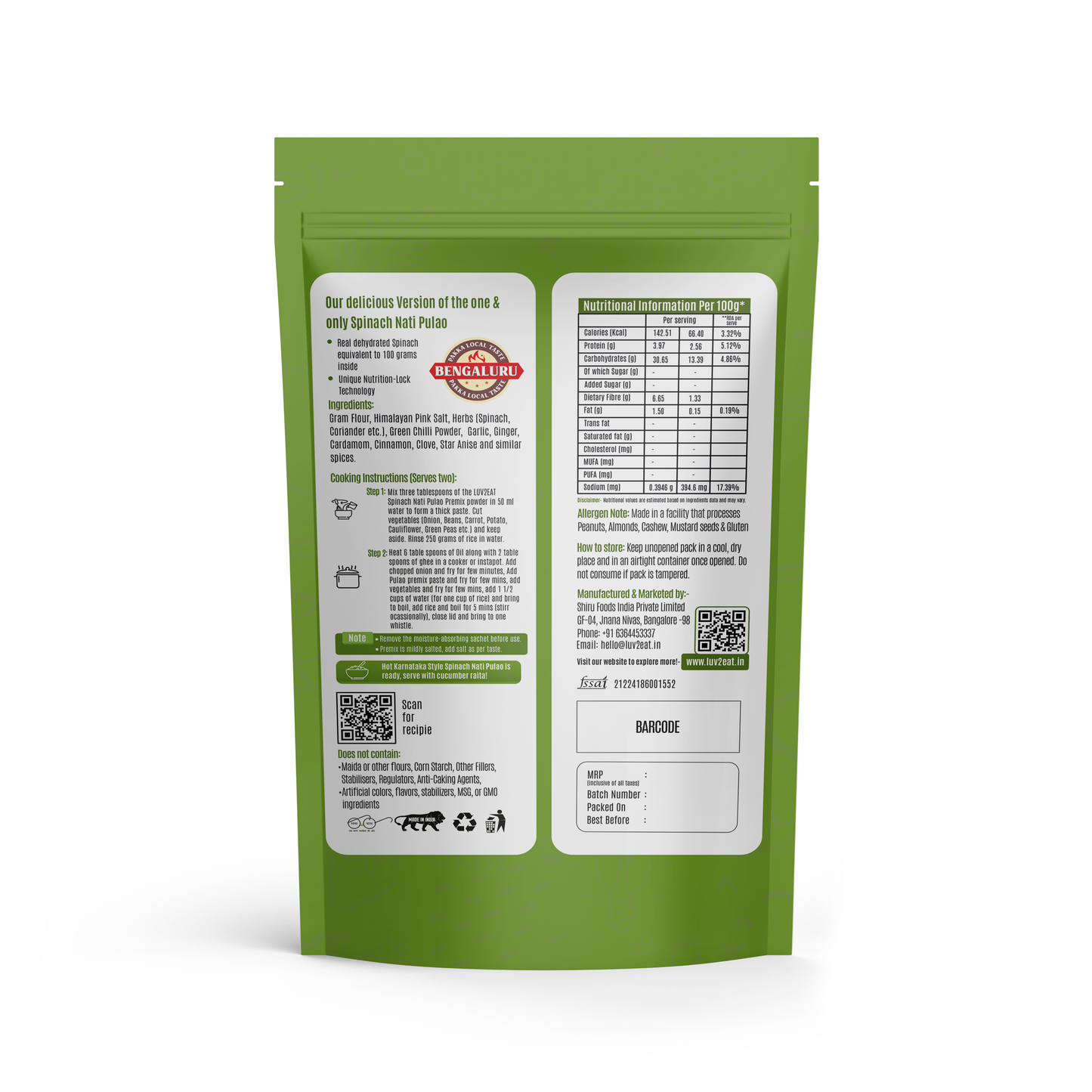 Spinach Nati Pulao Premix